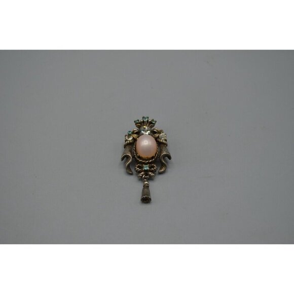 Brooch/Pendant Lot Enamel Guitar Red Flower Crown Ornate Pearl Coro - Picture 2 of 7